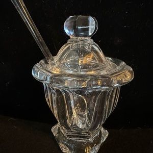 Baccarat France Crystal Sugar or Jam jar. With original spoon.